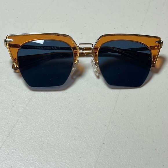 Rag & Bone Del Ray Geometric Orange Gold SOLD OUT Rimless Sunglasses - Picture 4 of 11